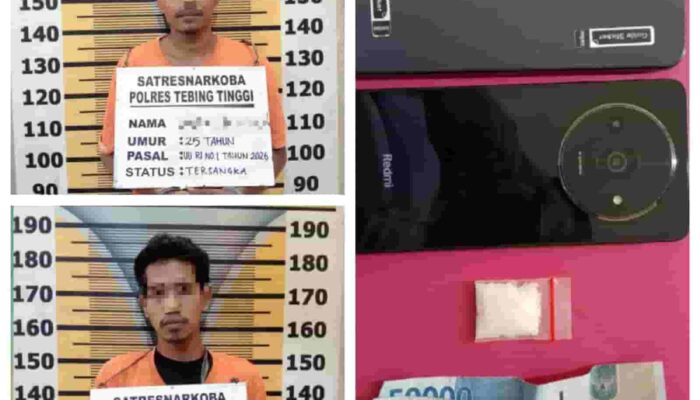 Dua Warga Asal Simalungun Diringkus Sat Resnarkoba Polres Tebing Tinggi dalam Kasus Peredaran Sabu