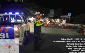 Sat Lantas Polres Tanjung Balai Gelar “Blue Light Patrol” di Titik Rawan