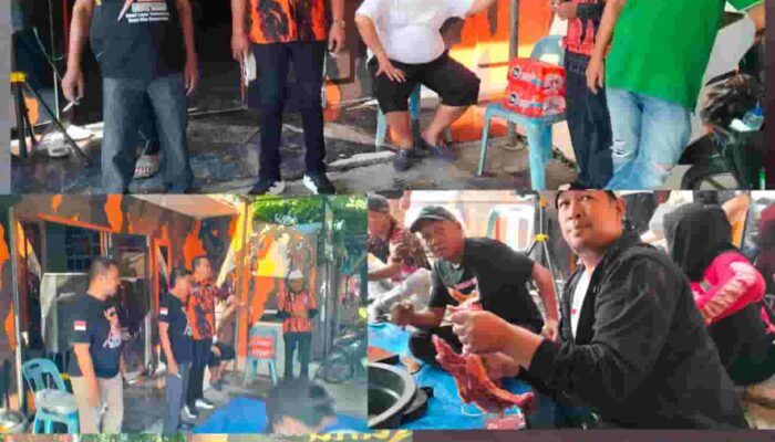 Guntur Syahputra Potong 2 Ekor Lembu Qurban di Kantor PAC Pemuda Pancasila Medan Denai