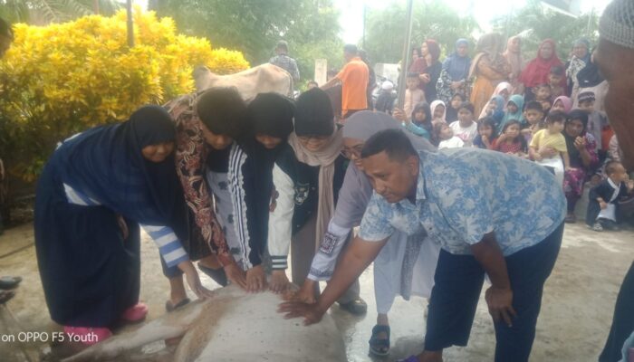 Musholla Nurul Jalal Sembelih 2 Ekor Lembu Kurban di Halaman Musholla