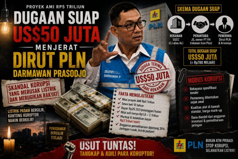“Aroma Dugaan Korupsi Dirut PT PLN (Persero) Sebesar UUS50 Juta Semakin Menyengat “Aroma Dugaan Korupsi Dirut PT PLN (Persero) Sebesar UUS50 Juta Semakin Menyengat