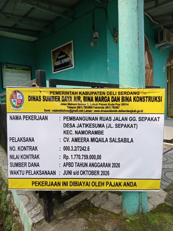 Proyek Jalan Rp1,77 M di Deli Serdang Disorot, Kades Jati Kesuma Diduga Terlibat